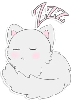 😴 ZZZ kot, śpiący, zzz, słodki, zwierzę, kawaii, biały telegram sticker