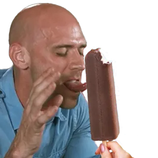 🍨 мужчина, мороженое, еда, лижет, выражение telegram sticker