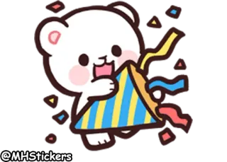 🎉 bear, party, celebration, confetti, cute whatsapp sticker