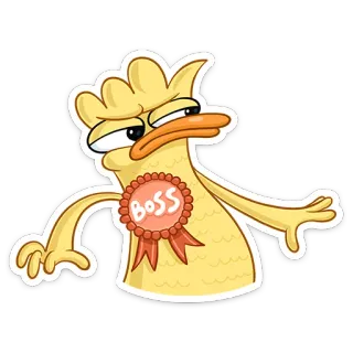 🤓 BOSS jefe, pato, liderazgo, dibujos animados, animal, personaje whatsapp sticker