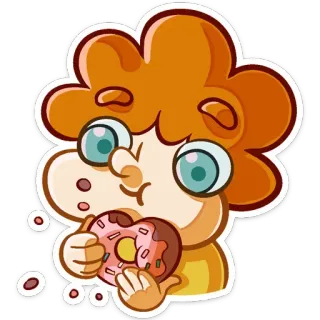 🍩 cartoon, donut, eating, hungry, food, sweet telegram sticker