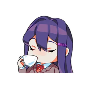 🍵 Yuri Doki Doki Literature Club! anime, manga, chibi, cute, ddlc, dokidoki literature club, yuri, tea telegram sticker