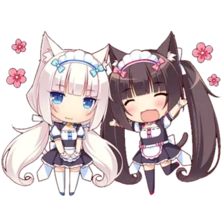 ☺️ Anime, Neko, Maid, Kawaii, Chibi, Vanilla, Cioccolato telegram sticker