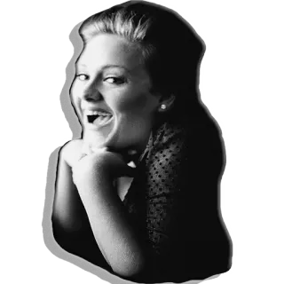 😅 Adele cantora, mulher, sorriso, retrato, preto e branco telegram sticker