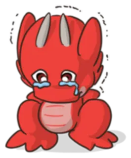 😔 triste, chorando, desenho animado, vermelho, monstro, lágrimas, fofo, tristeza telegram sticker
