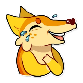 😂 volpe, animale, che ride, cartone animato, carino, felice, adesivo telegram sticker