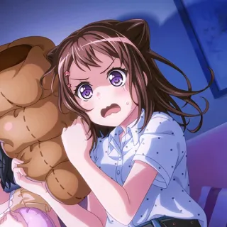 🤨 anime, chica, asustada, personaje, linda, oso, ojos morados telegram sticker