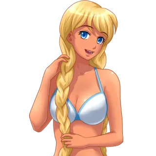 😃 Dziewczyna anime, Bikini, Blondynka, Plaża, Lato telegram sticker