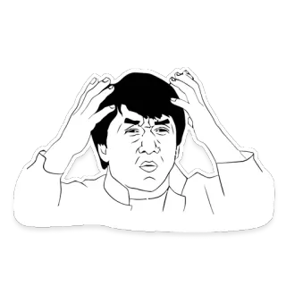 😫 Jackie Chan meme, facepalm, frustration, stress, Jackie Chan telegram sticker