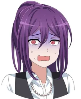 😨 anime, garota, cabelo roxo, preocupada, assustada, expressão, desenho animado telegram sticker