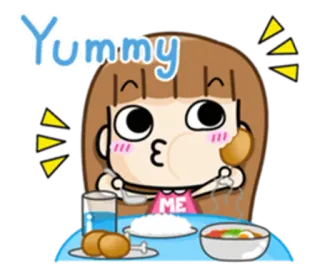🍗 Yummy food, girl, yummy, cute, meal whatsapp sticker