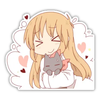 😍 Anime, Kawaii, Słodkie, Kot, Dziewczyna, Kreskówka, Serca, Miłość telegram sticker