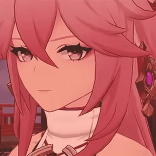 😕 Yae Miko Genshin Impact yae miko, genshin impact, anime, spel, personage, roze haar, videogame telegram sticker