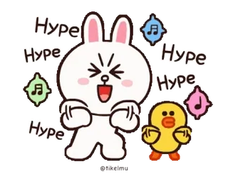 💃 Hype Hype, Coelho, Pato, Desenho animado, Fofo, Divertido telegram sticker