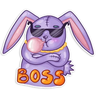 😎 BOSS кролик, босс, крутой, солнцезащитные очки, жевательная резинка whatsapp sticker