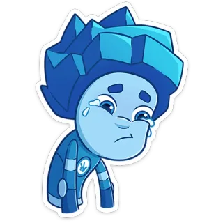 😢 cartoon, character, sad, crying, blue telegram sticker