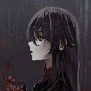 🍎 anime, smutne, płacz, deszcz, dziewczyna, manga telegram sticker