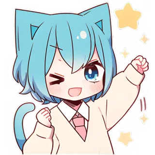 Голубой котик @Nyasticks whatsapp stickers