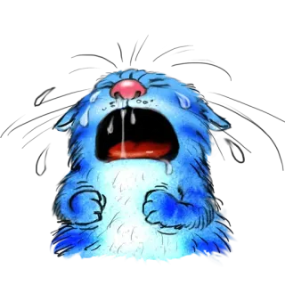 😭 crying, cat, sad, blue, animal, cartoon telegram sticker