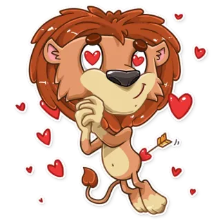 😻 Löwe, Herzen, Liebe, Pfeil, Cartoon, Tier, süß telegram sticker