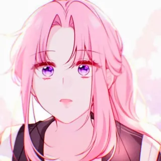 🎟 Anime, Różowe włosy, Fioletowe oczy, Kreskówka, Kobieta, Dziewczyna telegram sticker