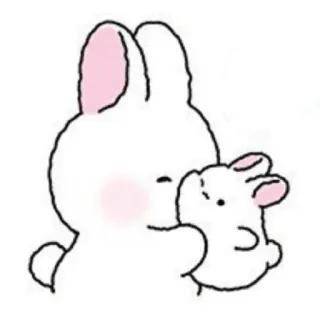😌 토끼, 귀여운, 동물, 만화, 일러스트, 카와이 telegram sticker