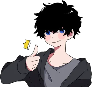 👍 anime, thumbs up, boy, cute, manga, cartoon whatsapp sticker