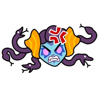 🐍 medusa, snake hair, monster, angry, cartoon telegram sticker