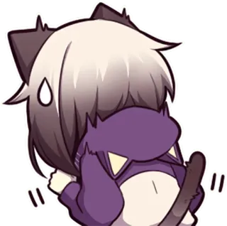 😨 Catgirl, Anime, Kawaii, Mignon, Autocollant, Art numérique, Félin whatsapp sticker