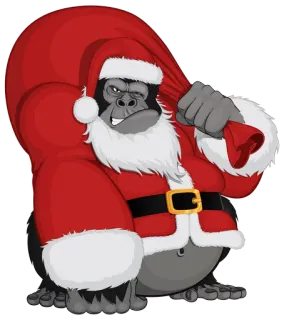 🎅 ซานต้าคลอส, กอริลลา, คริสต์มาส, ลิง, ไพรเมต, วันหยุด whatsapp sticker