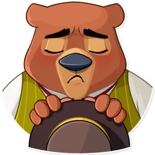 😔 หมี, เศร้า, การ์ตูน, สัตว์, ภาพประกอบ, สติกเกอร์ telegram sticker
