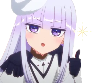 👍 anime, gadis, rambut ungu, imut, berkilau, menunjuk whatsapp sticker