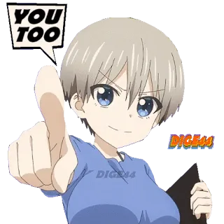 👇 Uzaki Hana Uzaki-chan Wants to Hang Out! YOU TOO anime, pointing, uzaki, you too, cute, girl telegram sticker