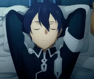 ♟ Kirito Sword Art Online Anime, Durmiendo, Interior, Tumbado, Personaje, Chico telegram sticker