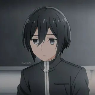 🖤 动漫, 男孩, 校服, 黑发, 悲伤, 严肃 telegram sticker