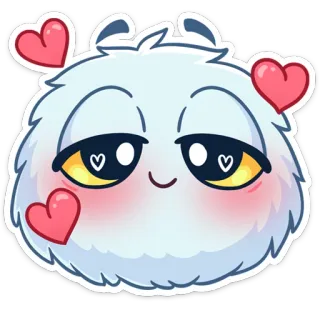 🥰 esponjoso, lindo, kawaii, corazón, amor, sticker, dibujo animado, emoji telegram sticker