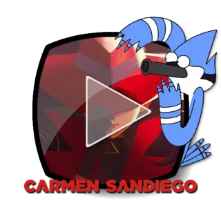 ▶️ Mordecai Carmen Sandiego CARMEN SANDIEGO carmen sandiego, cartoon, mordecai, blue bird, animated, youtube telegram sticker