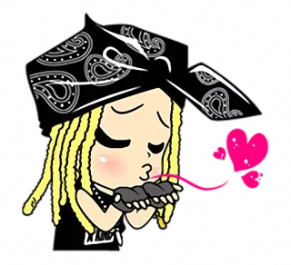 😚 cartoon, heart, blowing kiss, bandana, blonde hair telegram sticker