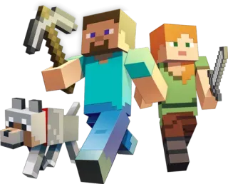 Ⓜ Steve Minecraft videogame, minecraft, pixel art, hond, wolf, overleving telegram sticker