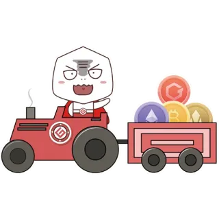 💪 Cartoon, Traktor, Münzen, Kryptowährung, Fahren, Fahrzeug, Figur telegram sticker