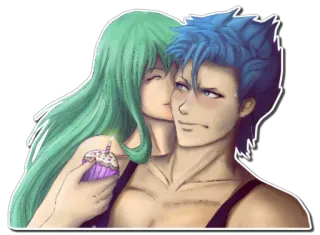 😘 Desenho animado, Casal, Beijo, Romance, Cupcake, Fantasia telegram sticker