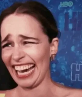 😂 Emilia Clarke Game of Thrones Actriz, Celebridad, Reacción, Divertido, Cara, Emociones, Emilia Clarke whatsapp sticker