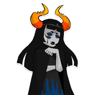 😢 Мультик, Персонаж, Рога, Грустный, Фэнтези telegram sticker