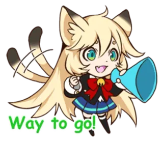 📣 Way to go! Anime, Ragazza gatto, Cheerleader, Kawaii, Incoraggiamento telegram sticker