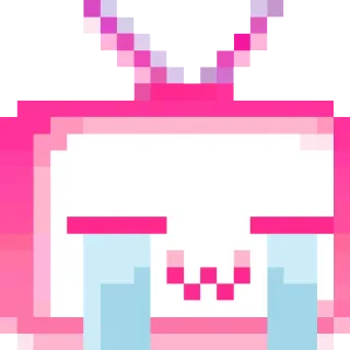 😪 pixel art, television, crying, emotional, pink telegram sticker