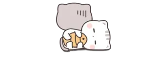 🤨 gatto, dormire, pesce, carino, animale, cartone animato whatsapp sticker