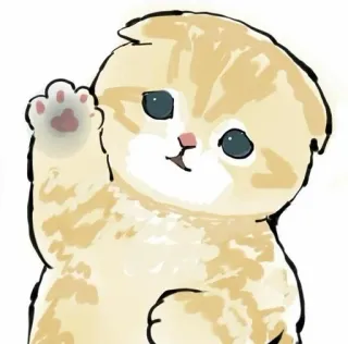 💗 kot, kociak, słodki, zwierzę, machający, scottish fold, ilustracja telegram sticker