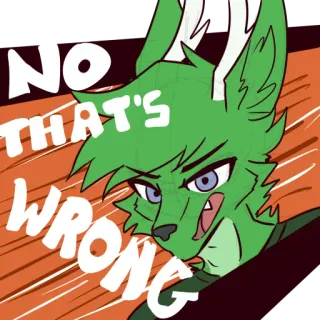 😡 NO THAT'S WRONG Фурри, Животное, Мультфильм, Зеленый, Неправильно, Ошибка telegram sticker