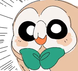 😆 Rowlet Brindibou, Pokémon, hibou, mignon, dessin animé telegram sticker