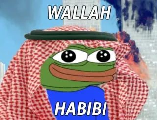 🙂 Pepe the Frog WALLAH HABIBI meme, frog, arab, habibi, wallah telegram sticker
